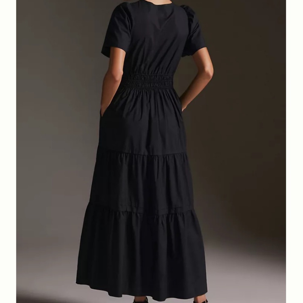 EUC Anthropologie Maeve Somerset Dress. 100% cotton. Black. Medium.